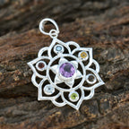 Multi Stone Classic Mexican 92.5 Silver Hepta Penelope Rope-Wire multicolor Pendant Jewellery