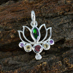 Multi Stone Dainty Moroccan Silver Hepta Rebeca Rope-Wire multicolor Pendant Jewelry