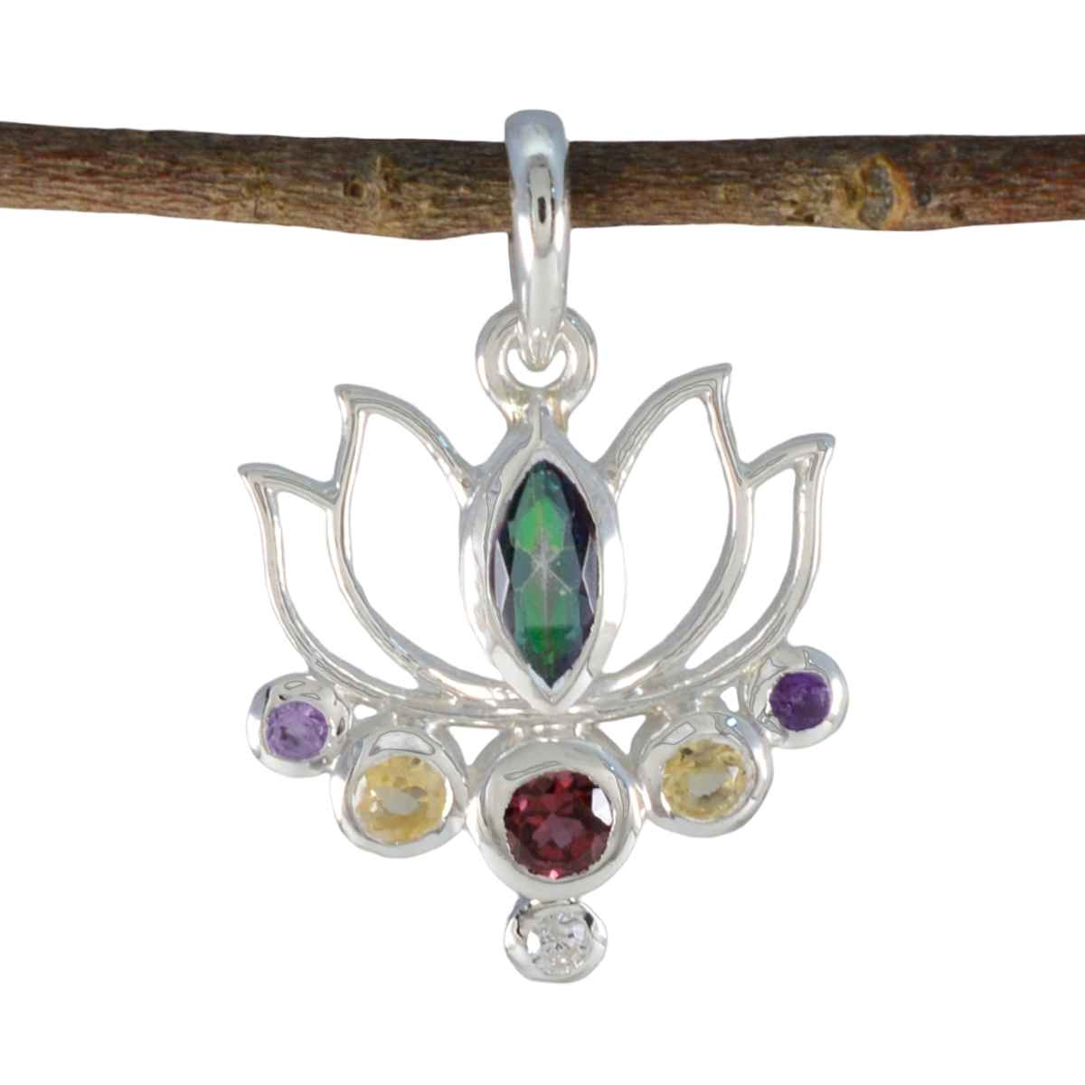 Multi Stone Dainty Moroccan Silver Hepta multicolor Pendant Image principale du produit