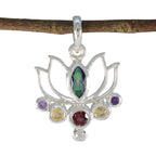 Multi Stone Dainty Moroccan Silver Hepta multicolor Pendant