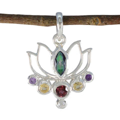 Multi Stone Dainty Moroccan Silver Hepta multicolor Pendant