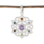 Multi Stone Classic Latin American Silver Hepta multicolor Pendant