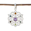 Multi Stone Classic Latin American Silver Hepta multicolor Pendant
