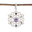 Multi Stone Classic Russian Sterling Silver Hepta multicolor Pendant