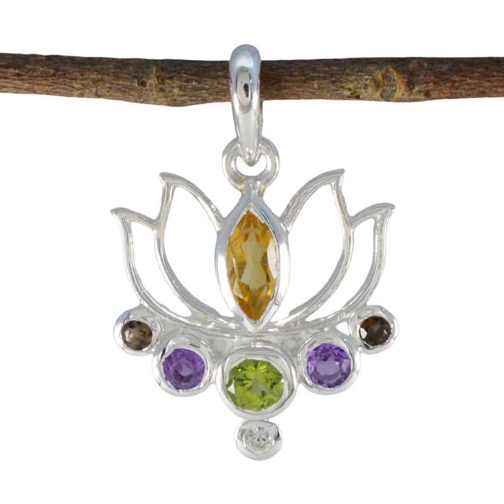 Multi Stone Dainty American 92.5 Silver Hepta multicolor Pendant