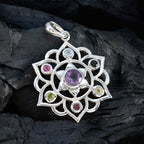 Multi Stone Classic Egyptian 92.5 Silver Hepta Scarlett Rope-Wire multicolor Pendant Jewellery