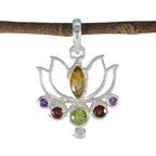 Multi Stone Dainty Mexican Silver Hepta multicolor Pendant