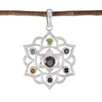 Multi Stone Classic Turkish Silver Hepta multicolor Pendant