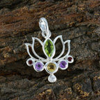 Multi Stone Dainty Latin American Sterling Silver Hepta Teresa Rope-Wire multicolor Pendant Jewellery