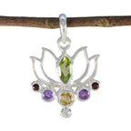 Multi Stone Dainty Latin American Sterling Silver Hepta multicolor Pendant
