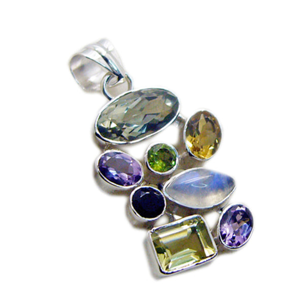 Multi Stone Chunky Latin American Sterling Silver multiple Evelyn Artisan multicolor Pendant Jewellery