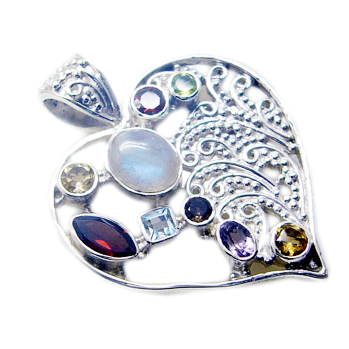 Multi Stone Edgy Turkish 925 Silver multiple Lea Rope-Wire multicolor Pendant Jewelry Main image