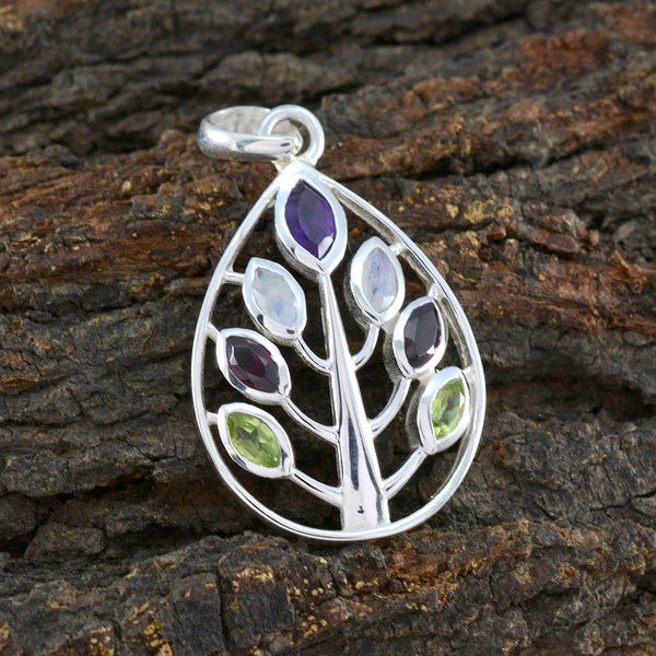 Multi Stone Tiny American Silver Hepta Agnes Signet multicolor Pendant Jewelry