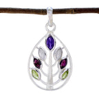 Multi Stone Tiny American Silver Hepta multicolor Pendant