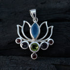 Multi Stone Dainty Russian Sterling Silver Hepta Alice Rope-Wire multicolor Pendant Jewellery
