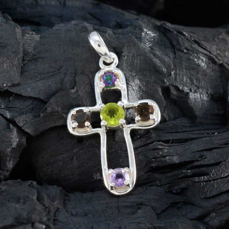 Multi Stone Dainty American 92.5 Silver quarter Camilla Bubble multicolor Pendant Jewellery