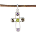 Multi Stone Dainty American 92.5 Silver quarter multicolor Pendant