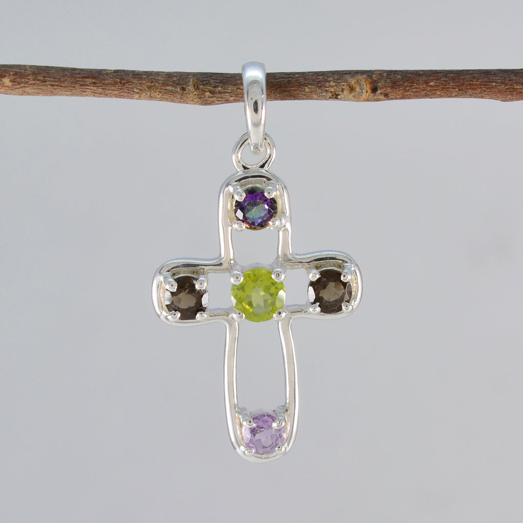 Multi Stone Dainty American 92.5 Silver quarter Camilla Bubble multicolor Pendant Jewellery