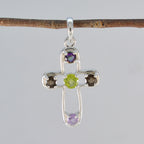 Multi Stone Dainty American 92.5 Silver quarter Camilla Bubble multicolor Pendant Jewellery