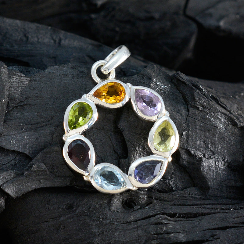 Multi Stone Dainty American Silver Hepta Katharina Feminine multicolor Pendant Jewelry