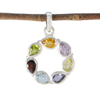 Multi Stone Dainty American Silver Hepta multicolor Pendant