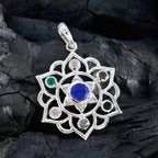 Multi Stone Classic Moroccan Sterling Silver Hepta Tereza Rope-Wire multicolor Pendant Jewellery