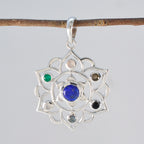 Multi Stone Classic Moroccan Sterling Silver Hepta Tereza Rope-Wire multicolor Pendant Jewellery