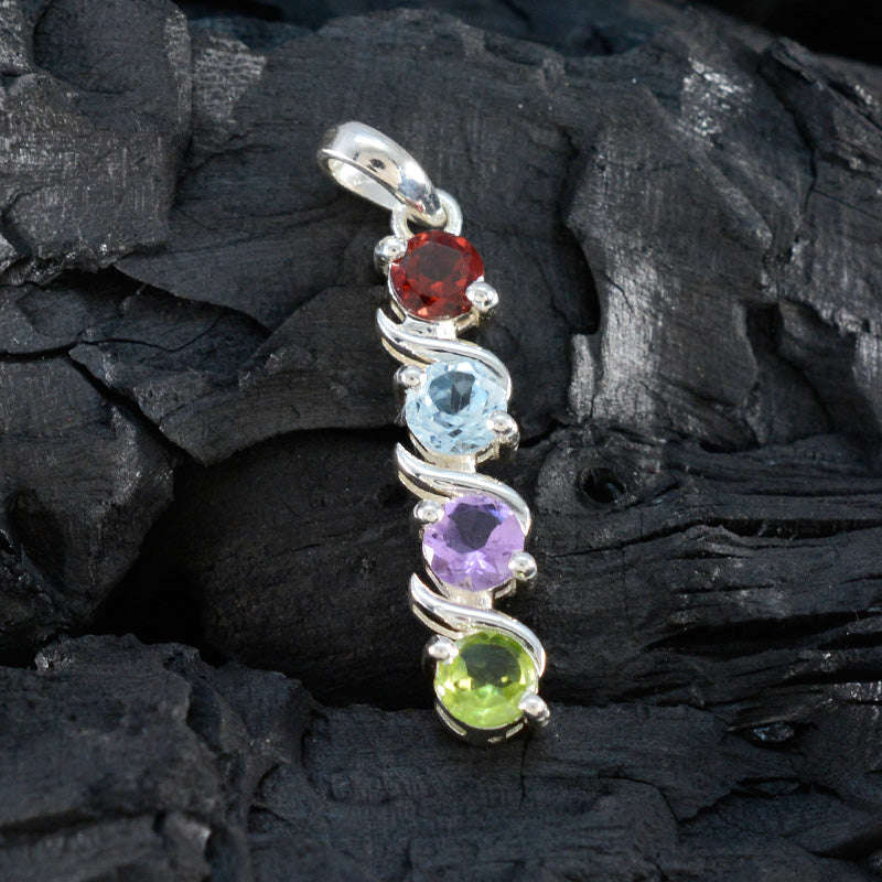 Multi Stone Delicate Turkish 925 Silver quarter Zoe Graceful multicolor Pendant Jewelry