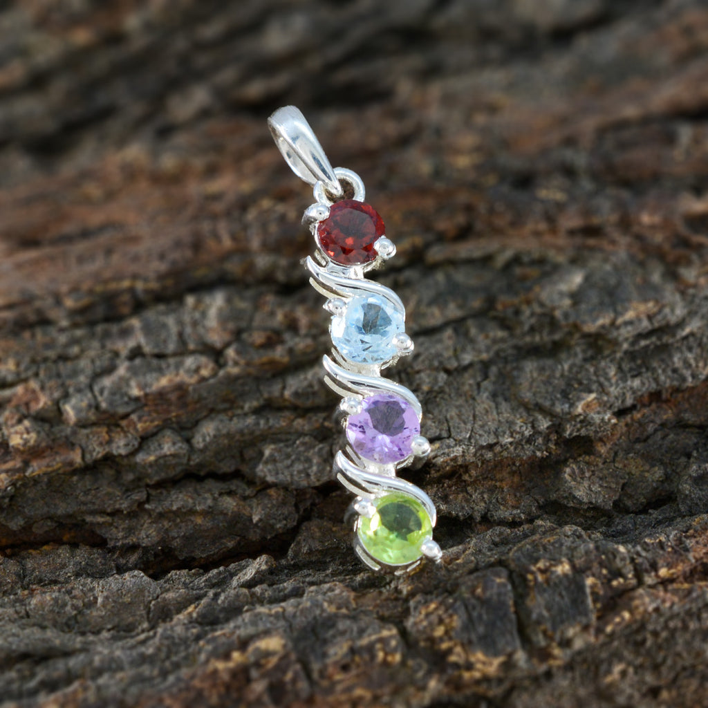 Multi Stone Delicate Turkish 925 Silver quarter Zoe Graceful multicolor Pendant Jewelry