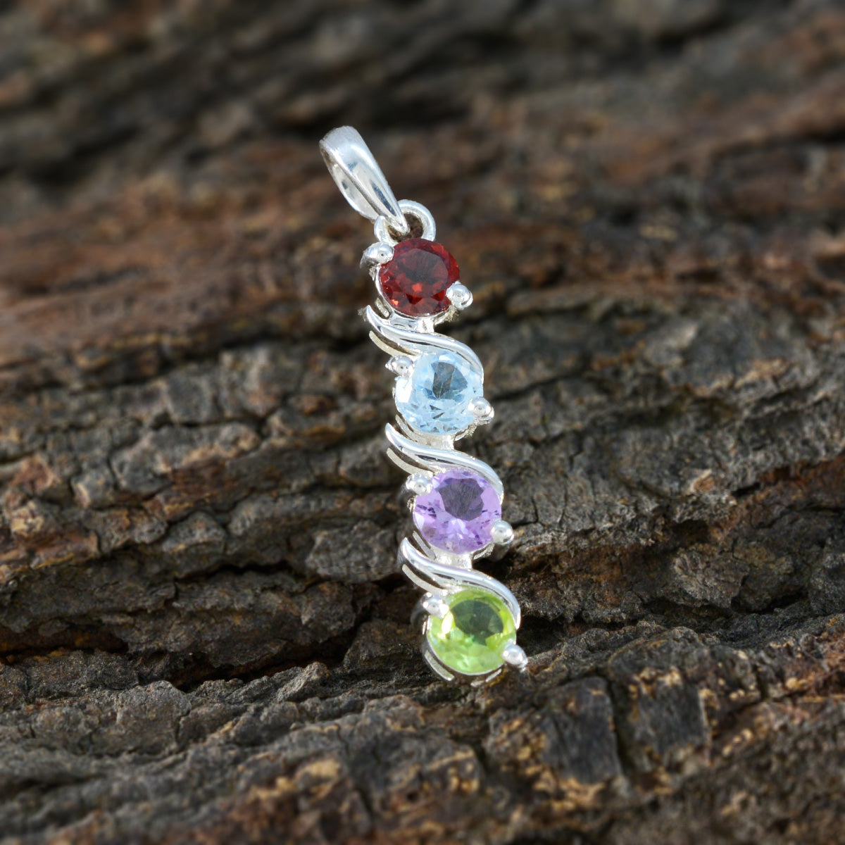 Zarter türkischer 925er Silber-Viertel Zoe mit mehreren Steinen, anmutiger mehrfarbiger Anhänger