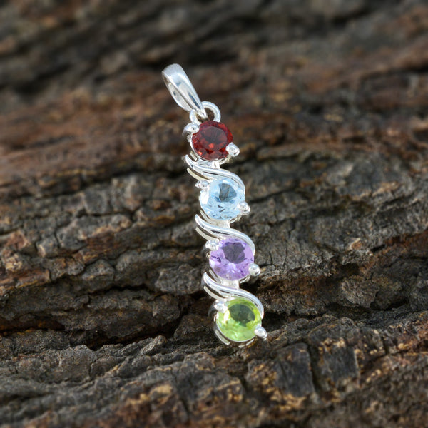 Multi Stone Delicate Turkish 925 Silver quarter Zoe Graceful multicolor Pendant Jewelry