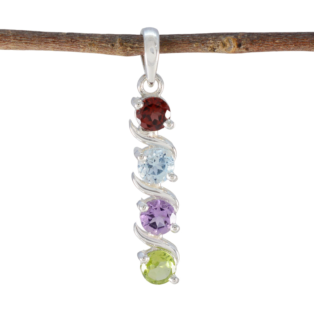 Multi Stone Delicate Turkish 925 Silver quarter multicolor Pendant