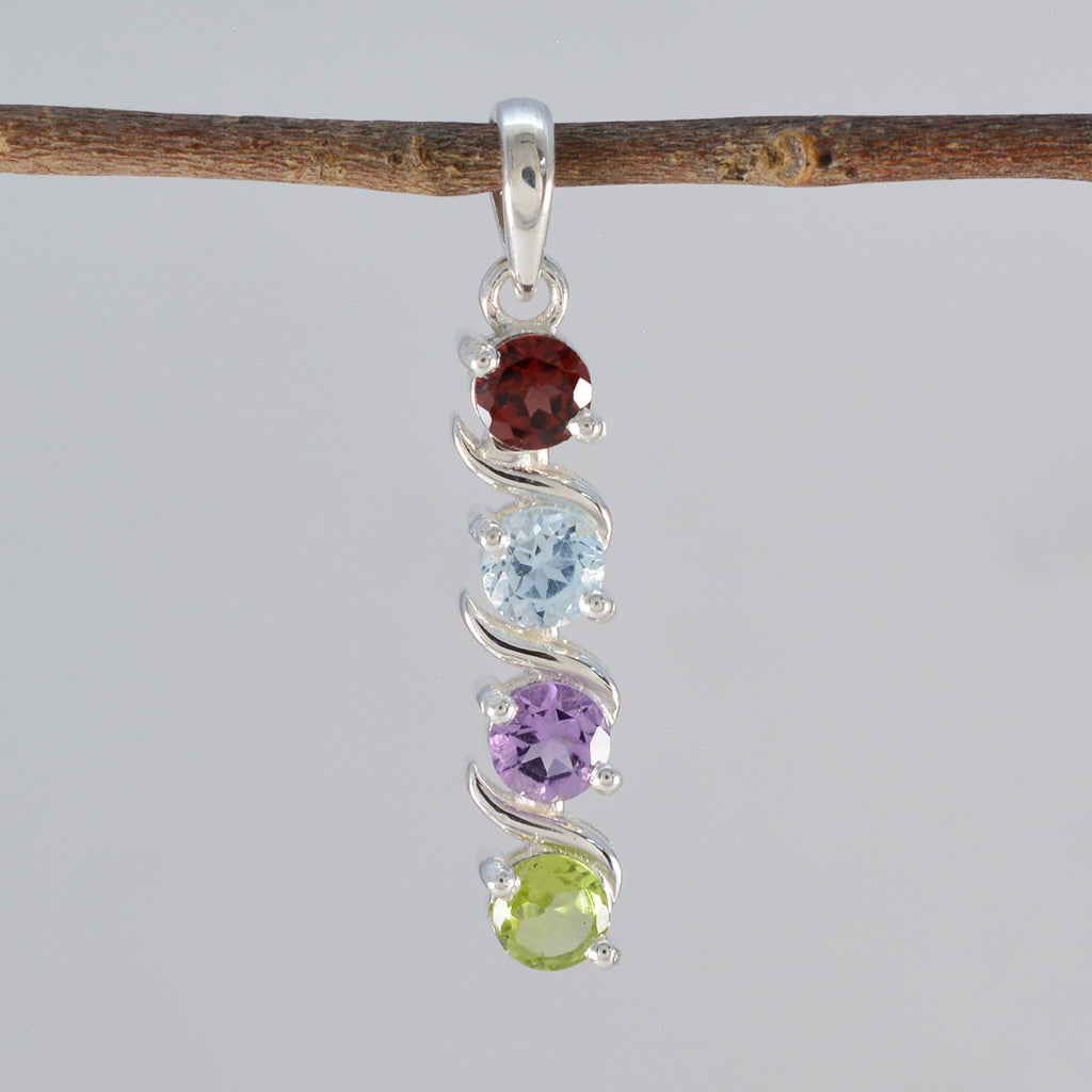 Multi Stone Delicate Turkish 925 Silver quarter Zoe Graceful multicolor Pendant Jewelry
