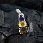 Multi Stone Minimalist Korean Silver Trilogy Ha-eun Modern multicolor Pendant Jewelry