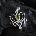 Multi Stone Dainty Russian 925 Silver Hepta Valentina Rope-Wire multicolor Pendant Jewelry