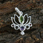 Multi Stone Dainty Russian 925 Silver Hepta Valentina Rope-Wire multicolor Pendant Jewelry