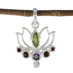 Multi Stone Dainty Russian 925 Silver Hepta multicolor Pendant