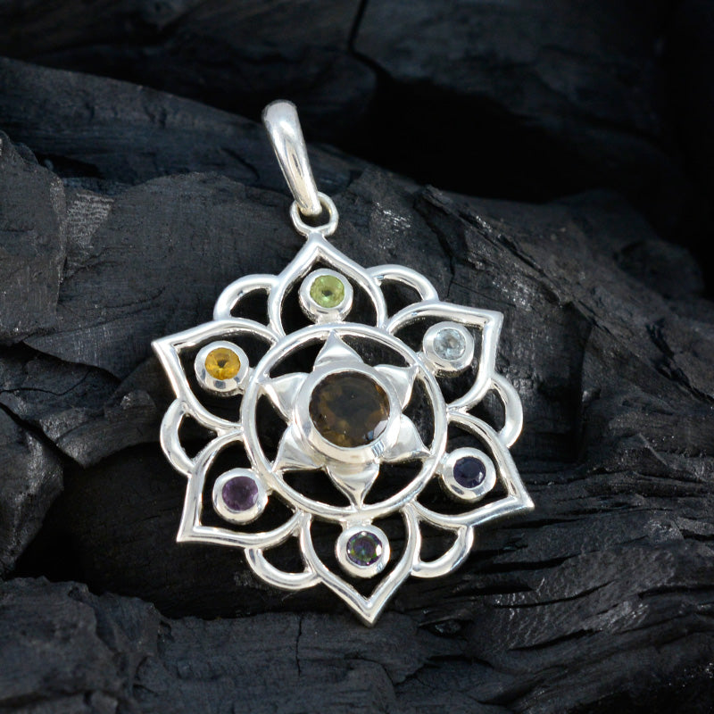 Multi Stone Classic Mexican 925 Silver Hepta Sophia Rope-Wire multicolor Pendant Jewelry