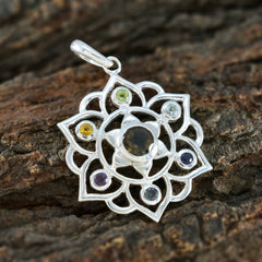 Multi Stone Classic Mexican 925 Silver Hepta Sophia Rope-Wire multicolor Pendant Jewelry