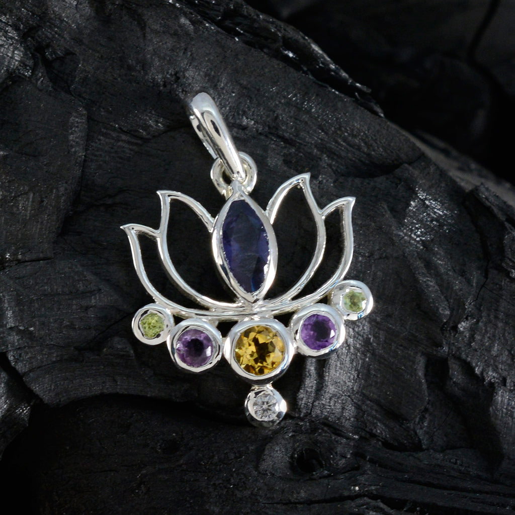 Multi Stone Dainty Moroccan 92.5 Silver Hepta Victoria Rope-Wire multicolor Pendant Jewellery