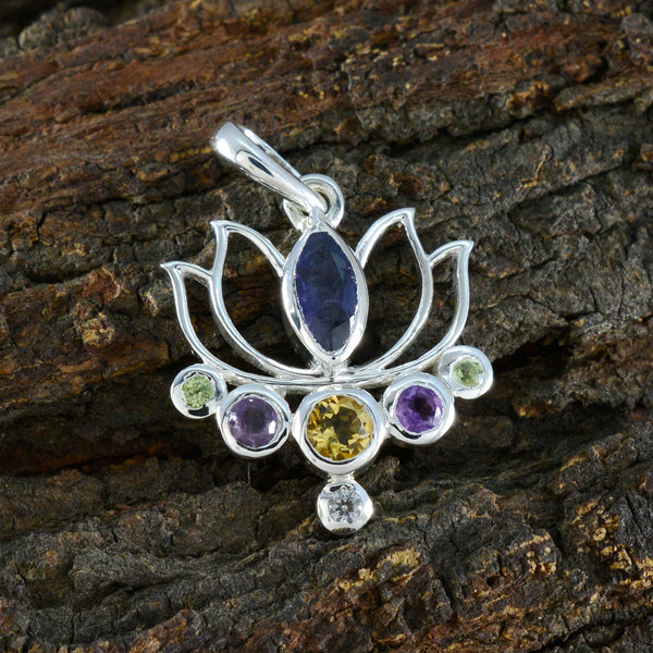 Multi Stone Dainty Moroccan 92.5 Silver Hepta Victoria Rope-Wire multicolor Pendant Jewellery