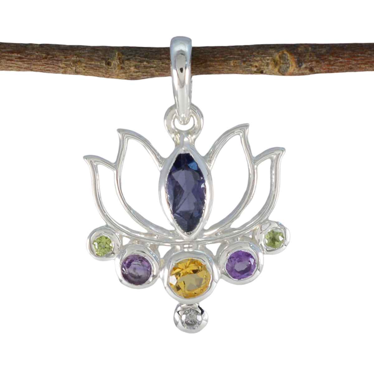 Multi Stone Dainty Moroccan 92.5 Silver Hepta multicolor Pendant Image principale du produit
