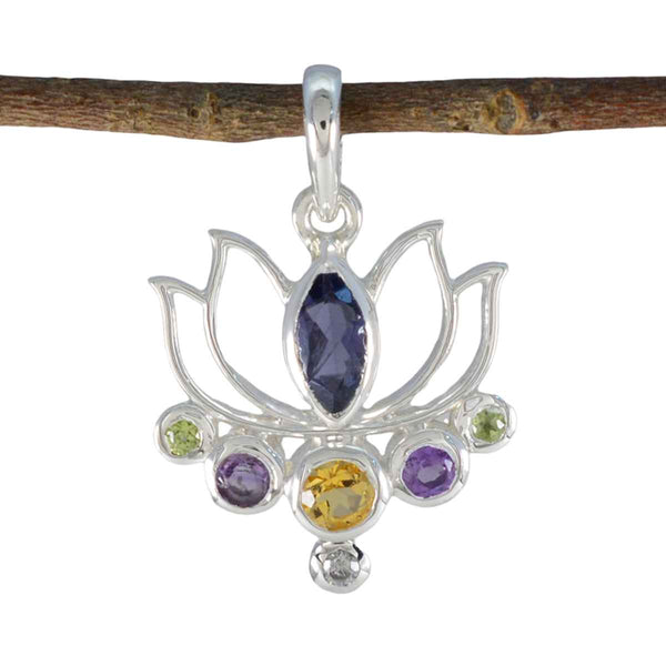 Multi Stone Dainty Moroccan 92.5 Silver Hepta multicolor Pendant