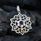 Multi Stone Classic Latin American 92.5 Silver Hepta Stella Rope-Wire multicolor Pendant Jewellery