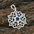 Multi Stone Classic Latin American 92.5 Silver Hepta Stella Rope-Wire multicolor Pendant Jewellery