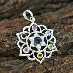 Multi Stone Classic Latin American 92.5 Silver Hepta Stella Rope-Wire multicolor Pendant Jewellery