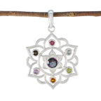 Multi Stone Classic Latin American 92.5 Silver Hepta multicolor Pendant