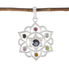 Multi Stone Classic Latin American 92.5 Silver Hepta multicolor Pendant