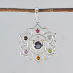 Multi Stone Classic Latin American 92.5 Silver Hepta Stella Rope-Wire multicolor Pendant Jewellery