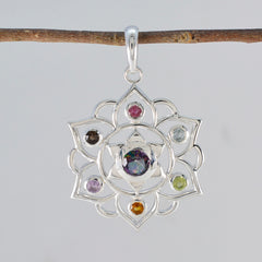 Multi Stone Classic Latin American 92.5 Silver Hepta Stella Rope-Wire multicolor Pendant Jewellery